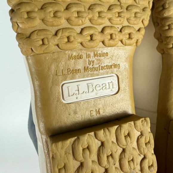 L.L. Bean Ankle Duck Boots Women's 9 Ivory Gray Leather Lace Up Round Toe Casual - Picture 10 of 10